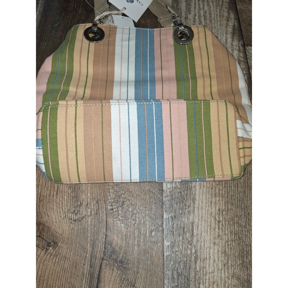 NEW! Carribean Joe Multicolor Striped Canvas Bag - Picture 6 of 12